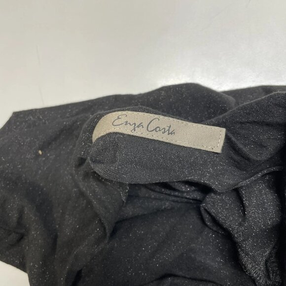 NEW ENZA COSTA Lurex Jersey Slash Top Black Size XL Long Sleeve Sparkle Knit - Picture 6 of 6